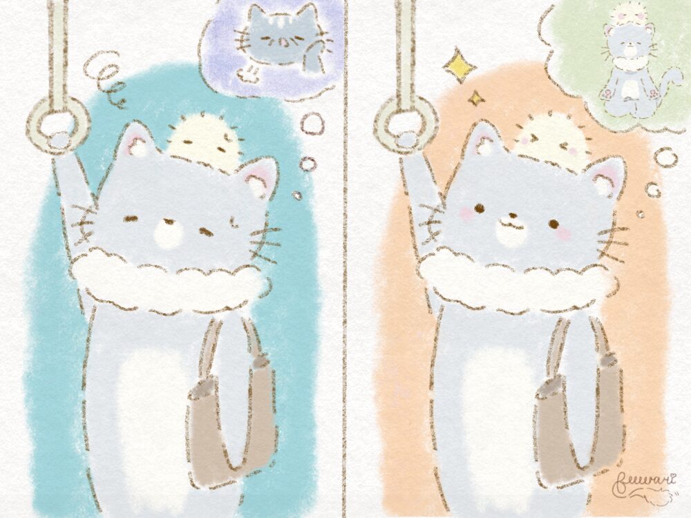 猫のさくが後で瞑想しようと思っているイラストです