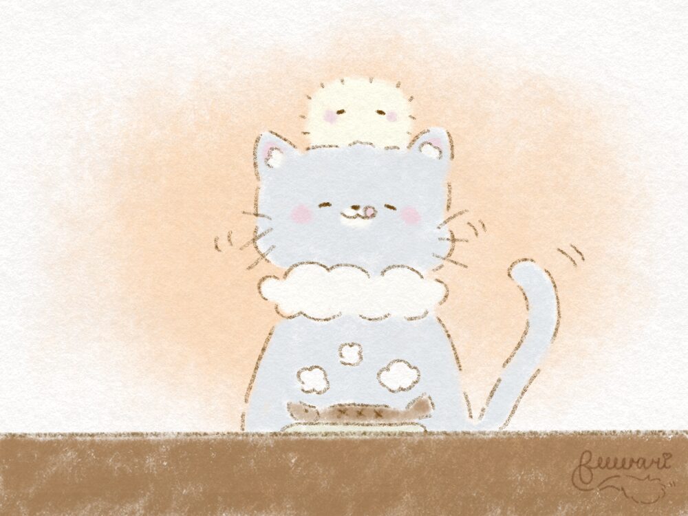 猫のさくがご飯を楽しんでいます