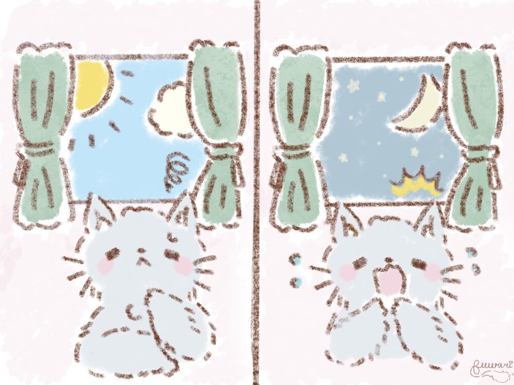 悩み事をしていて、気づいたら夜になっていた画像