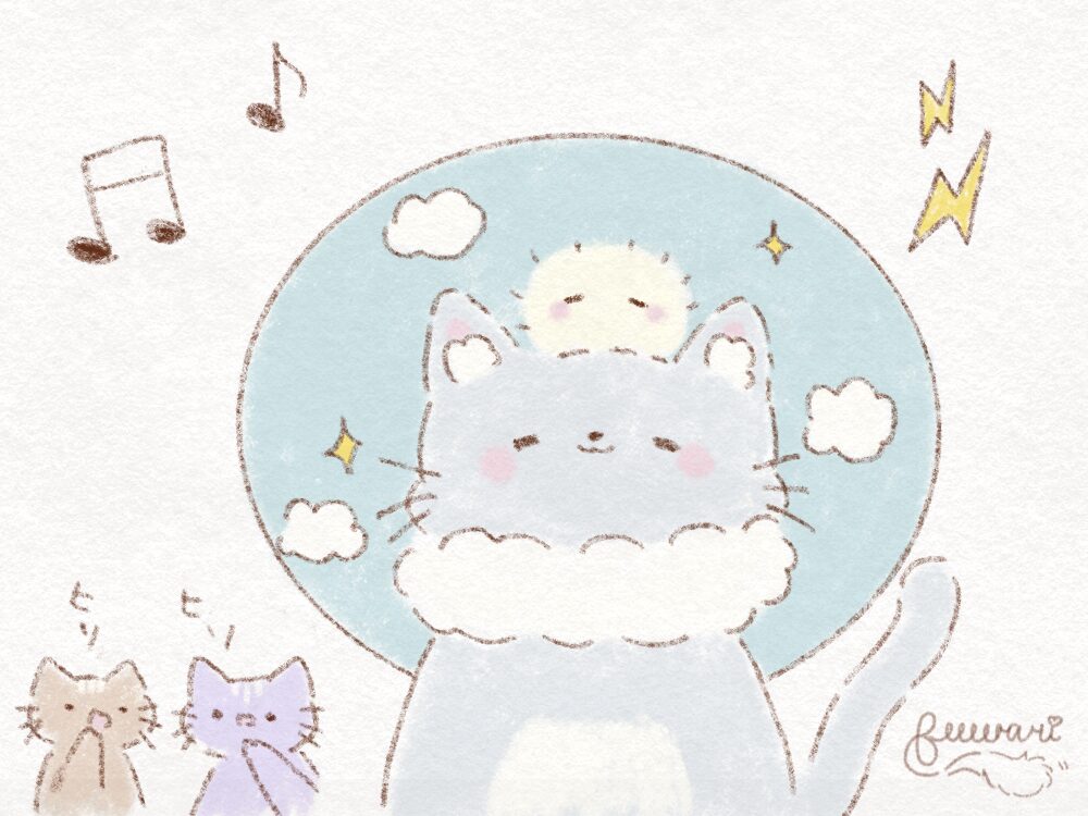 穏やかになっている猫のさくとふわりです