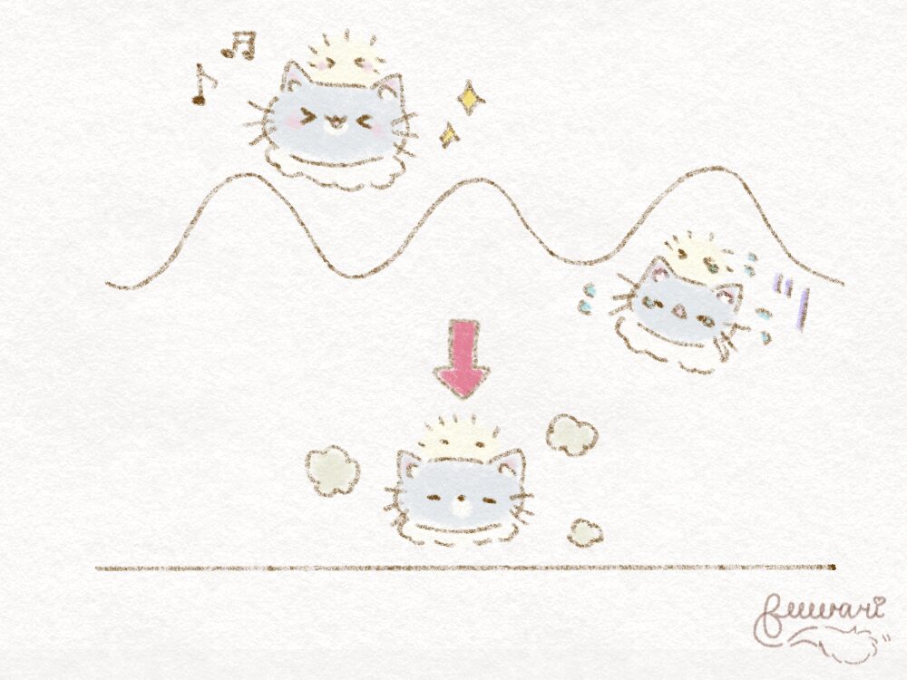 感情の波が穏やかになるイラストです